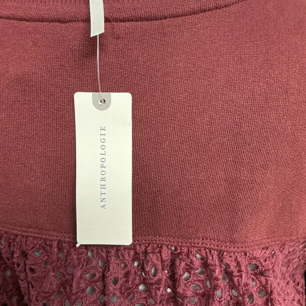 Anthropologie plum top with eyelet, size XS, NEW WITH TAGS!